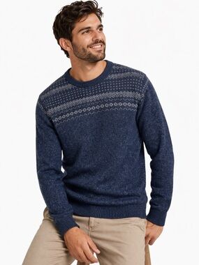 NWT Dockers Men’s Fair Isle Knit Sweater – Blue Heather — Size Large